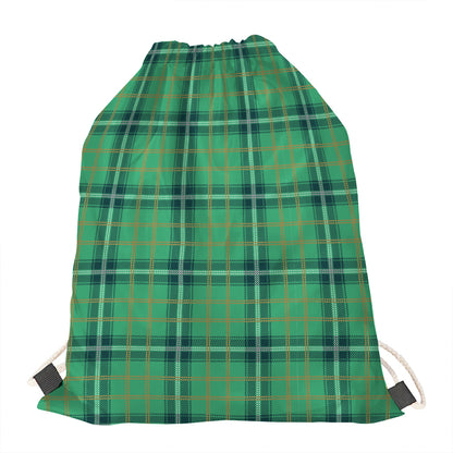 St. Patrick's Day Tartan Pattern Print Drawstring Bag