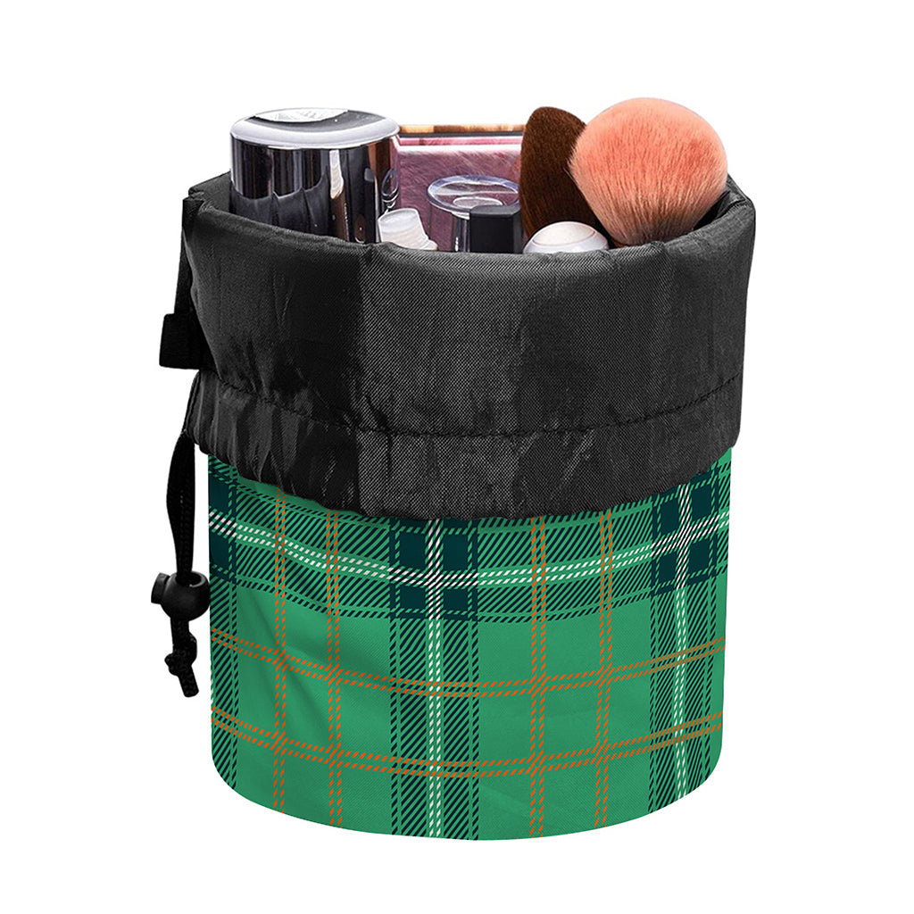 St. Patrick's Day Tartan Pattern Print Drawstring Makeup Bag