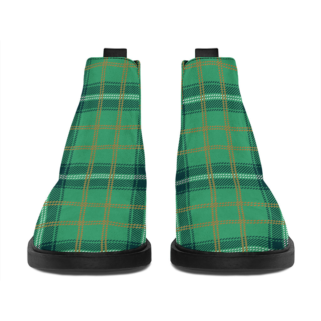 St. Patrick's Day Tartan Pattern Print Flat Ankle Boots