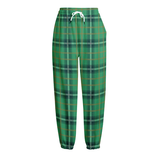 St. Patrick's Day Tartan Pattern Print Fleece Lined Knit Pants