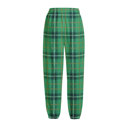 St. Patrick's Day Tartan Pattern Print Fleece Lined Knit Pants