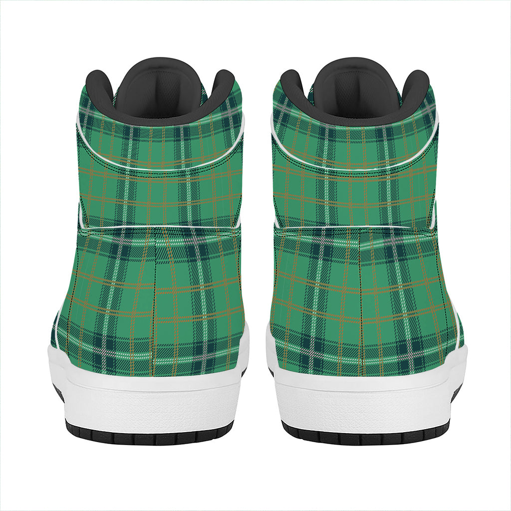 St. Patrick's Day Tartan Pattern Print High Top Leather Sneakers