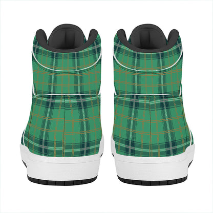 St. Patrick's Day Tartan Pattern Print High Top Leather Sneakers