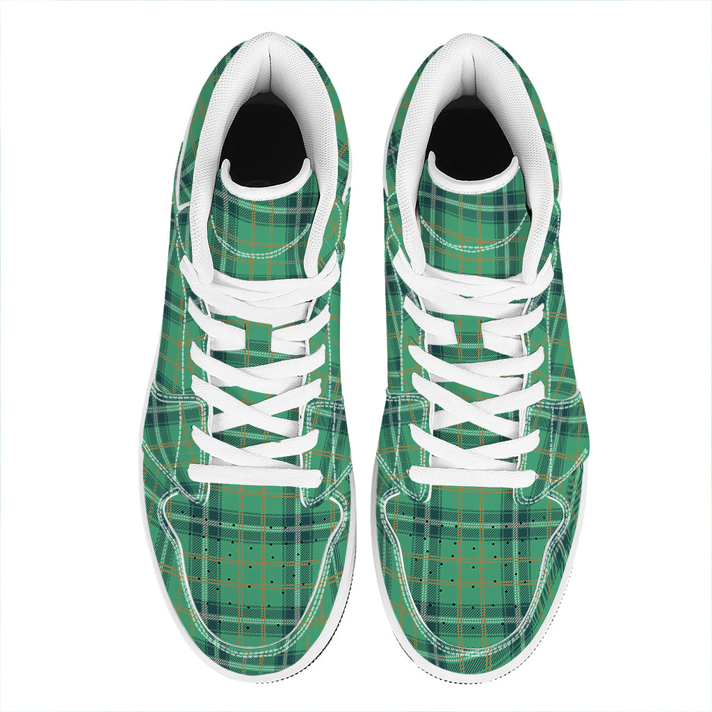 St. Patrick's Day Tartan Pattern Print High Top Leather Sneakers