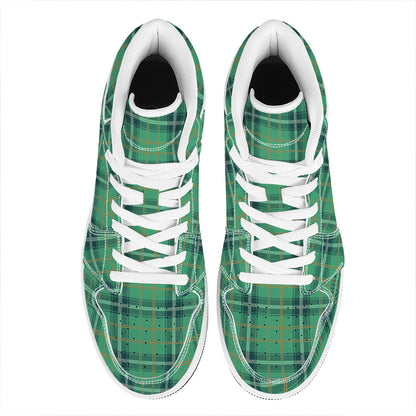 St. Patrick's Day Tartan Pattern Print High Top Leather Sneakers