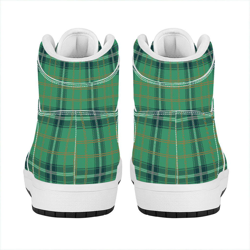St. Patrick's Day Tartan Pattern Print High Top Leather Sneakers