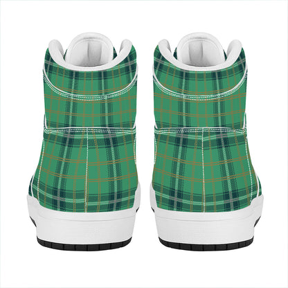St. Patrick's Day Tartan Pattern Print High Top Leather Sneakers