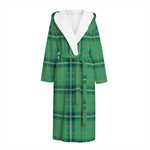 St. Patrick's Day Tartan Pattern Print Hooded Bathrobe