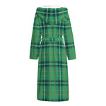 St. Patrick's Day Tartan Pattern Print Hooded Bathrobe