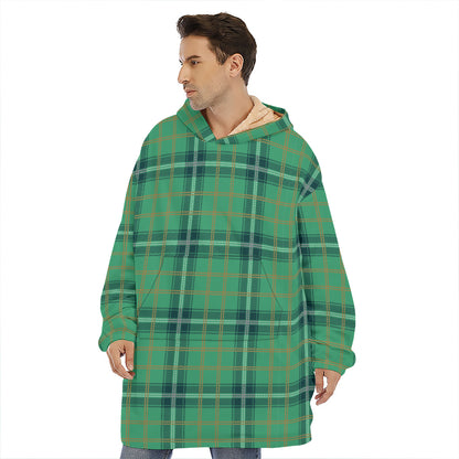 St. Patrick's Day Tartan Pattern Print Hoodie Blanket