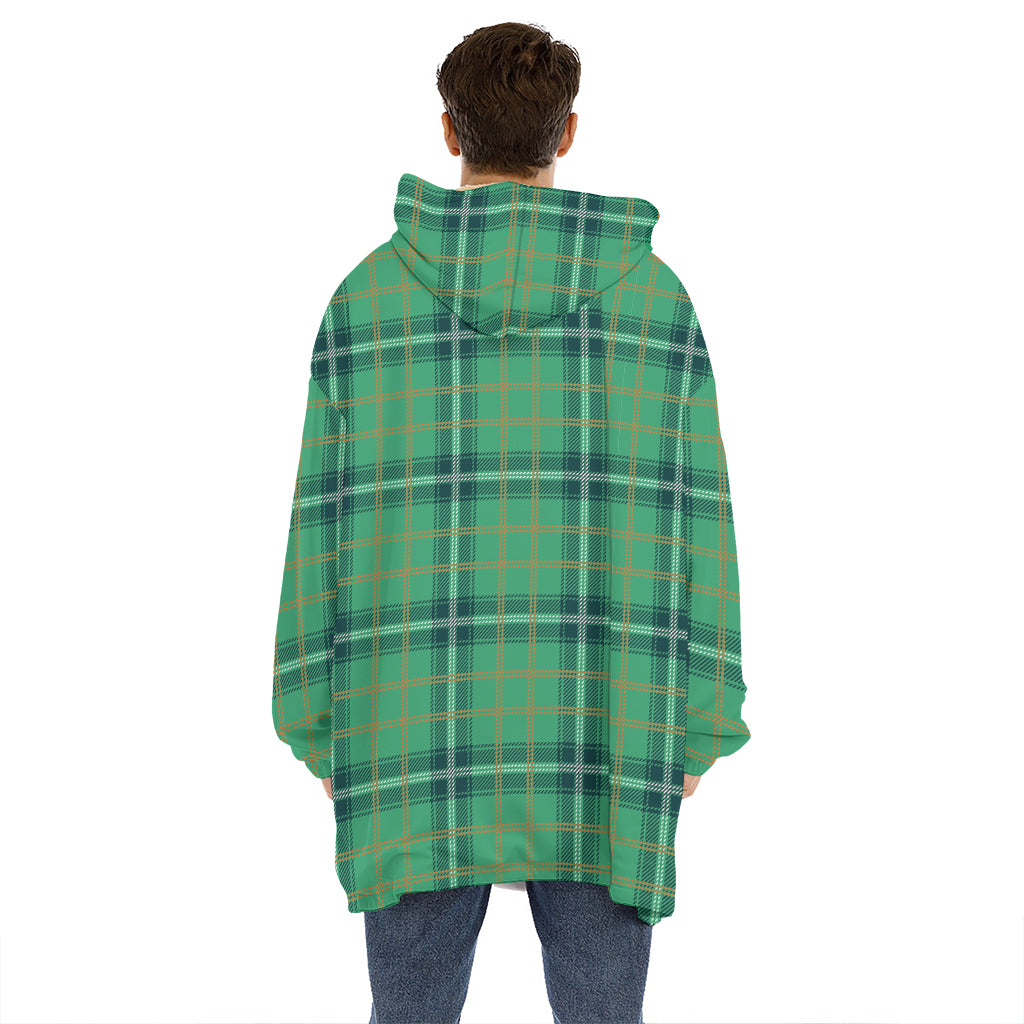 St. Patrick's Day Tartan Pattern Print Hoodie Blanket