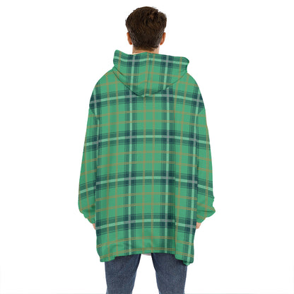St. Patrick's Day Tartan Pattern Print Hoodie Blanket