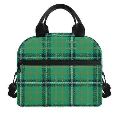 St. Patrick's Day Tartan Pattern Print Insulated Lunch Bag