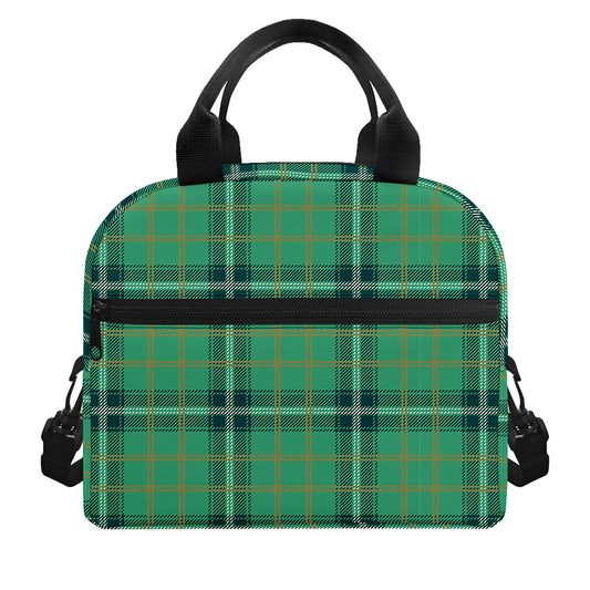 St. Patrick's Day Tartan Pattern Print Insulated Lunch Bag