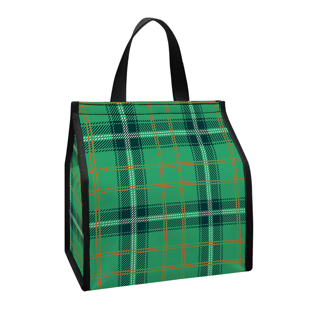 St. Patrick's Day Tartan Pattern Print Insulated Lunch Tote