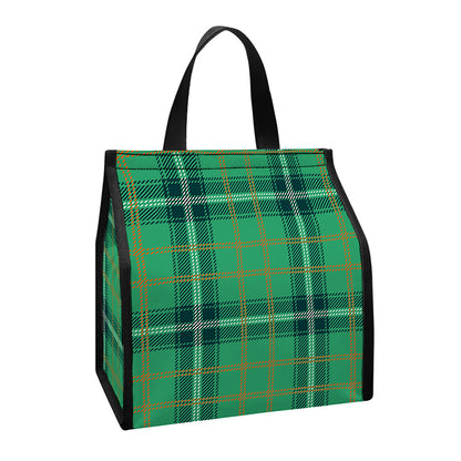 St. Patrick's Day Tartan Pattern Print Insulated Lunch Tote