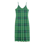 St. Patrick's Day Tartan Pattern Print Jersey Midi Cami Dress