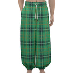 St. Patrick's Day Tartan Pattern Print Lantern Pants
