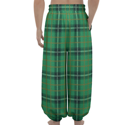St. Patrick's Day Tartan Pattern Print Lantern Pants