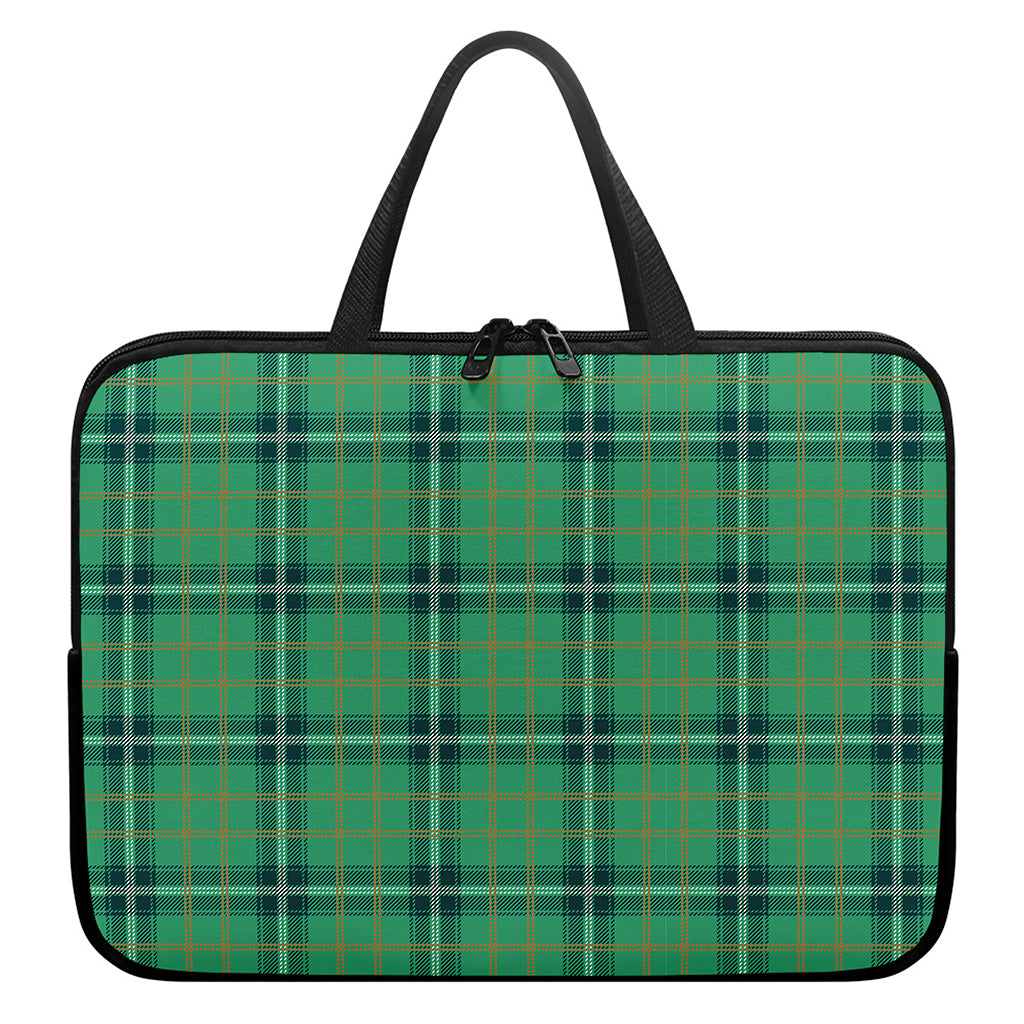St. Patrick's Day Tartan Pattern Print Laptop Sleeve With Handle