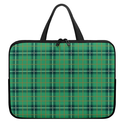 St. Patrick's Day Tartan Pattern Print Laptop Sleeve With Handle