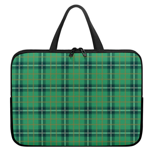 St. Patrick's Day Tartan Pattern Print Laptop Sleeve With Handle