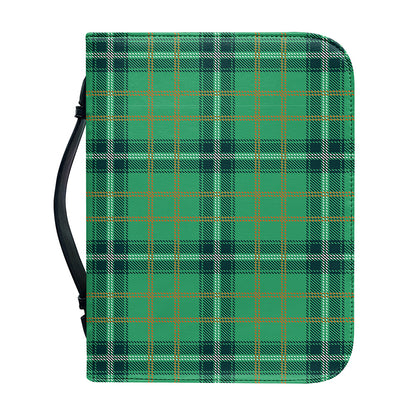St. Patrick's Day Tartan Pattern Print Leather Bible Cover