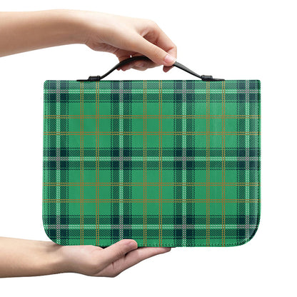 St. Patrick's Day Tartan Pattern Print Leather Bible Cover