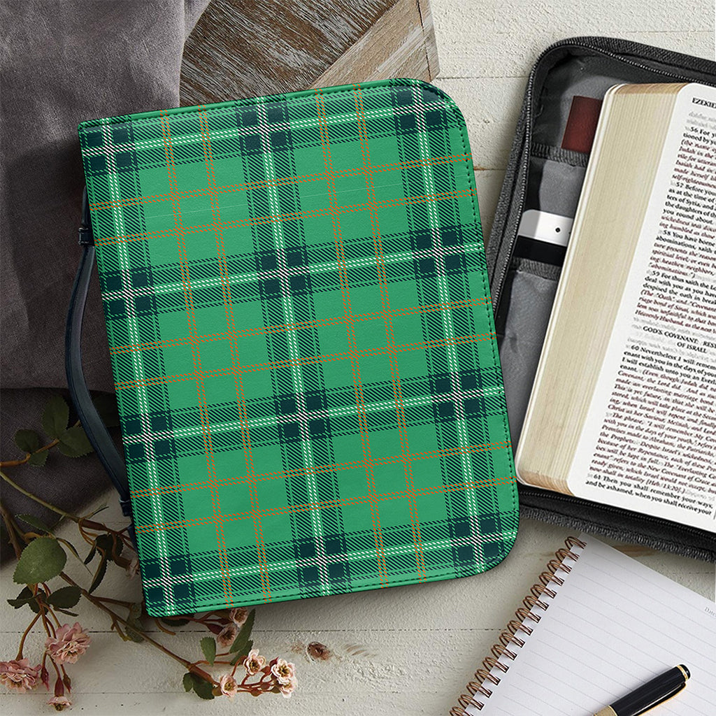 St. Patrick's Day Tartan Pattern Print Leather Bible Cover