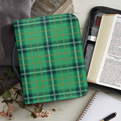 St. Patrick's Day Tartan Pattern Print Leather Bible Cover