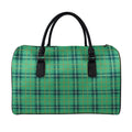 St. Patrick's Day Tartan Pattern Print Leather Duffel Bag
