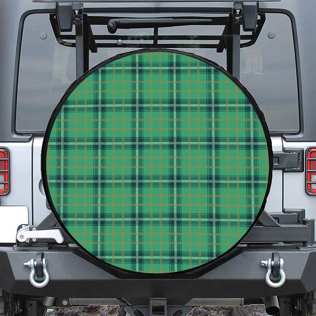 St. Patrick's Day Tartan Pattern Print Leather Spare Tire Cover