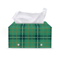 St. Patrick's Day Tartan Pattern Print Leather Tissue Box Cover
