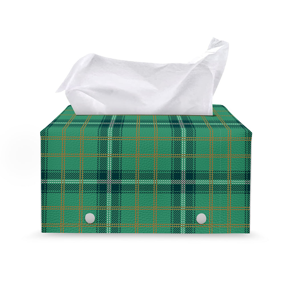 St. Patrick's Day Tartan Pattern Print Leather Tissue Box Cover