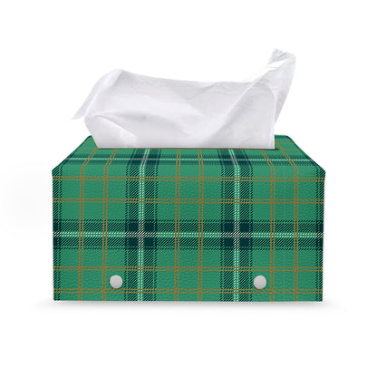 St. Patrick's Day Tartan Pattern Print Leather Tissue Box Cover