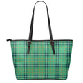 St. Patrick's Day Tartan Pattern Print Leather Tote Bag With Zipper