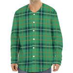 St. Patrick's Day Tartan Pattern Print Long Sleeve Baseball Jersey