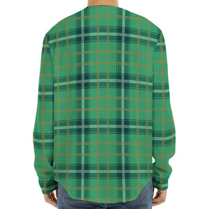 St. Patrick's Day Tartan Pattern Print Long Sleeve Baseball Jersey