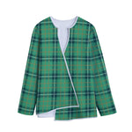 St. Patrick's Day Tartan Pattern Print Long Sleeve Short Coat