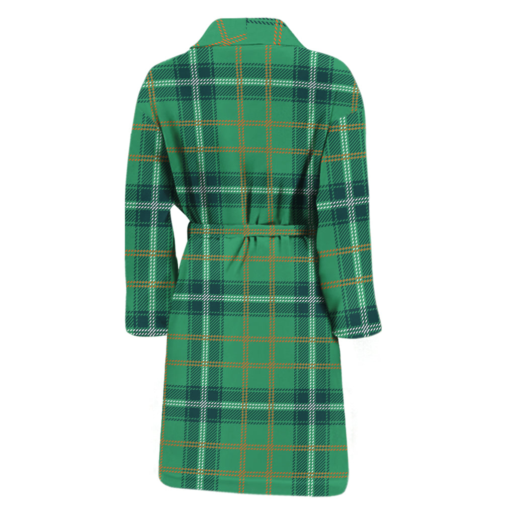 St. Patrick's Day Tartan Pattern Print Men's Bathrobe