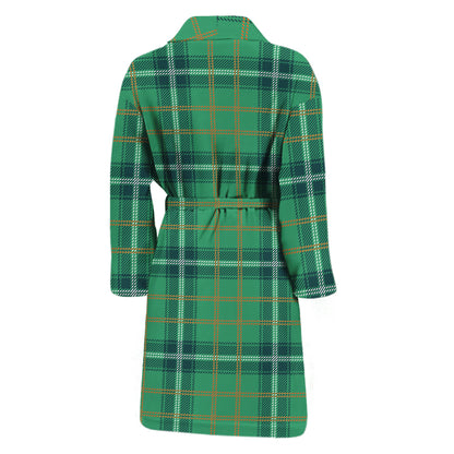 St. Patrick's Day Tartan Pattern Print Men's Bathrobe