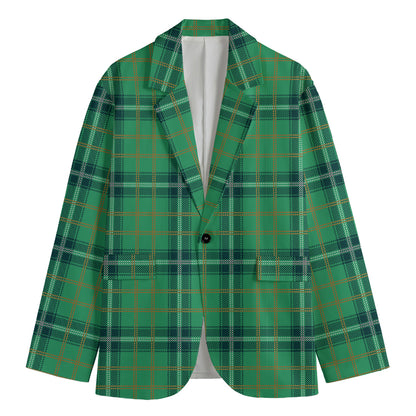 St. Patrick's Day Tartan Pattern Print Men's Blazer