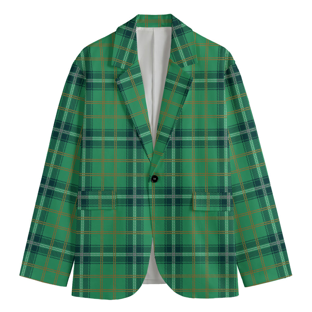 St. Patrick's Day Tartan Pattern Print Men's Cotton Blazer