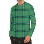 St. Patrick's Day Tartan Pattern Print Men's Long Sleeve Rash Guard