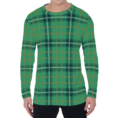 St. Patrick's Day Tartan Pattern Print Men's Long Sleeve T-Shirt