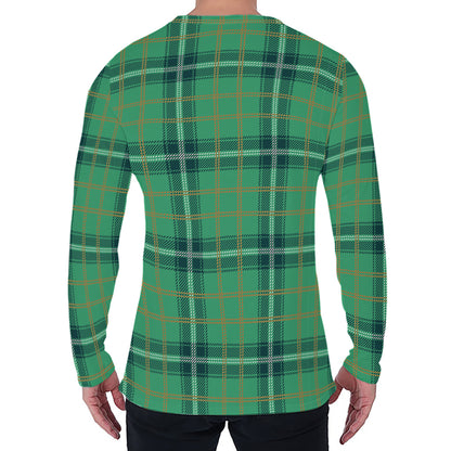 St. Patrick's Day Tartan Pattern Print Men's Long Sleeve T-Shirt