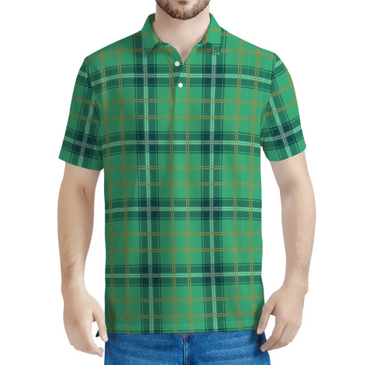 St. Patrick's Day Tartan Pattern Print Men's Polo Shirt
