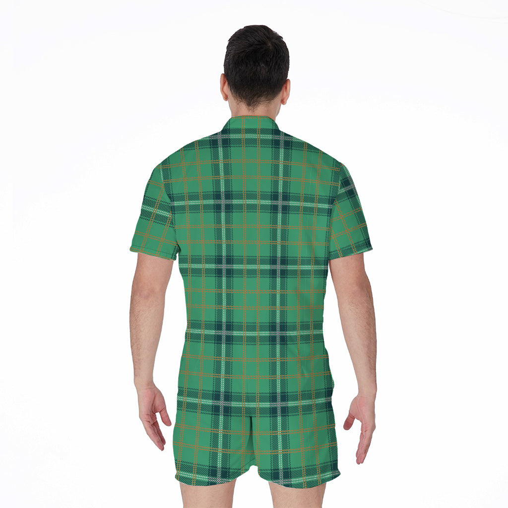 St. Patrick's Day Tartan Pattern Print Men's Rompers