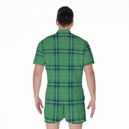 St. Patrick's Day Tartan Pattern Print Men's Rompers
