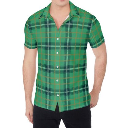 St. Patrick's Day Tartan Pattern Print Men's Shirt